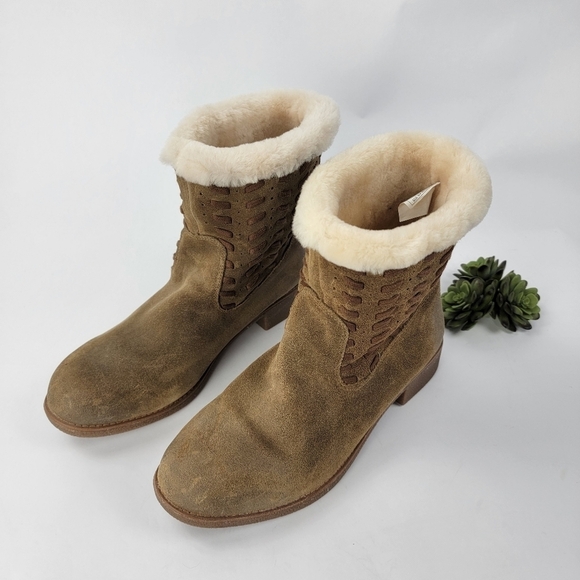 ABEO Pro Women's Bristol Sheepskin Lined Suede Boot in Tan Size 10 - Picture 14 of 16